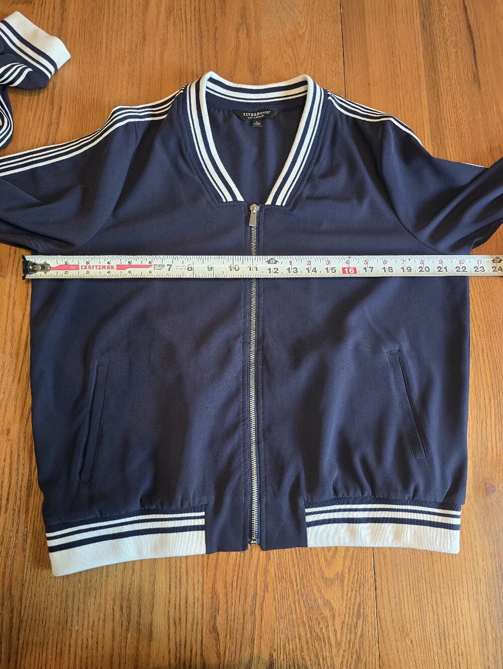 Liverpool Inkwell Zip Up ZIP V-Neck Track Jacket Navy Blue Size Large - Picture 6 of 11